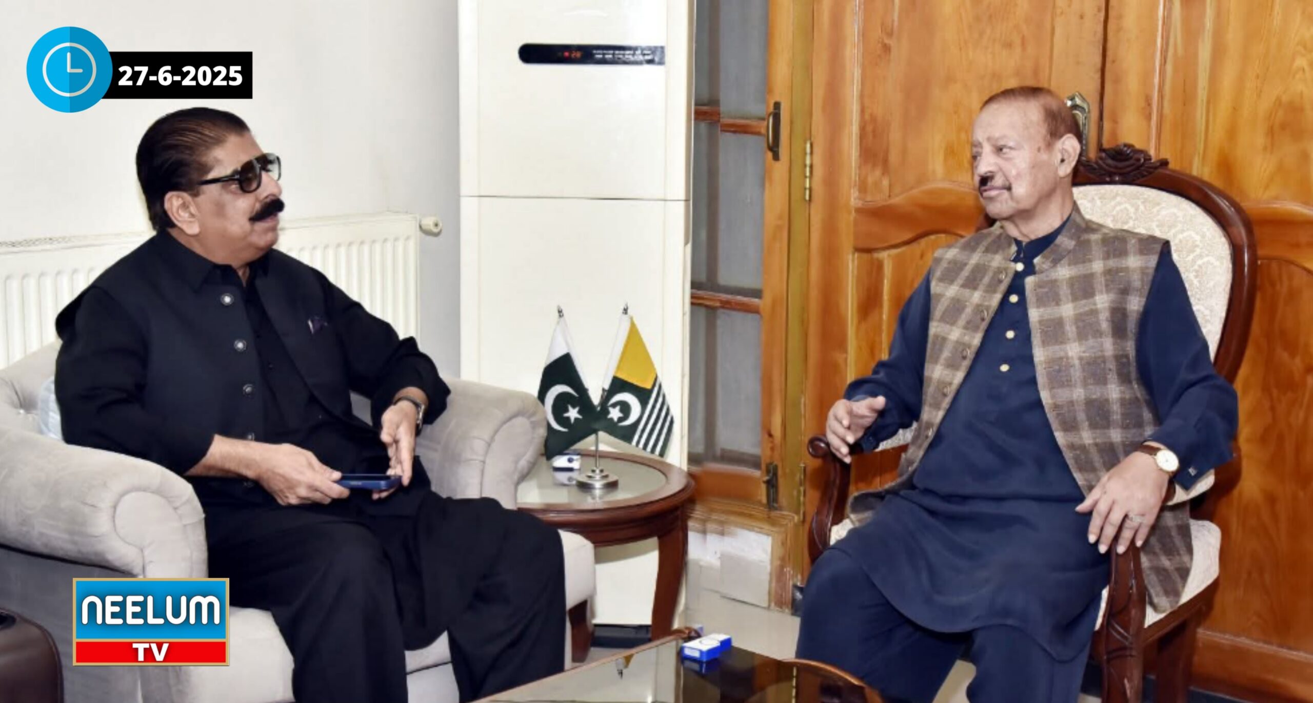 President AJK Barrister Sultan Mehmood Meets PPP’s Chaudhry Riaz in Islamabad